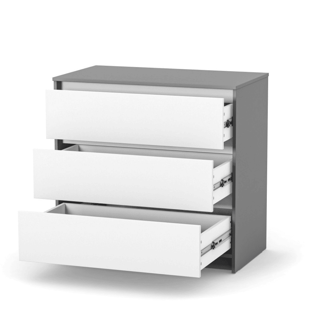 Dětská komoda Lovitto Gekko Kids, 90x51x86cm, Bílá / Grafitová